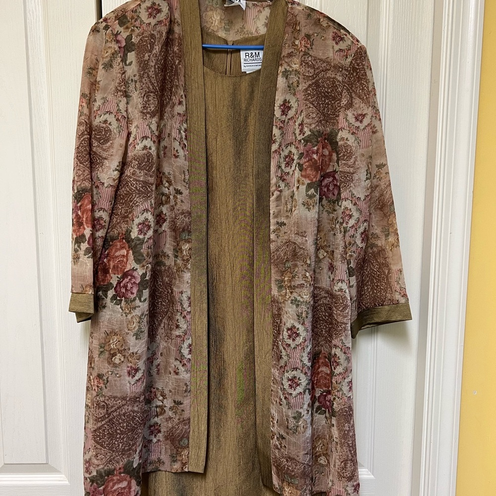 R & M Richards Brown and Floral Midi Dress